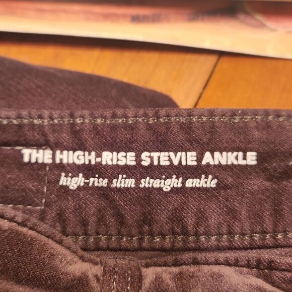 Adriano Goldschmied Anthropologie Dark Brown Stevie Slim Ankle Pants Size 28R 6R - Picture 7 of 11